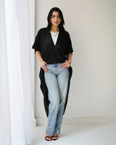 Pleated Twisted Top - Black